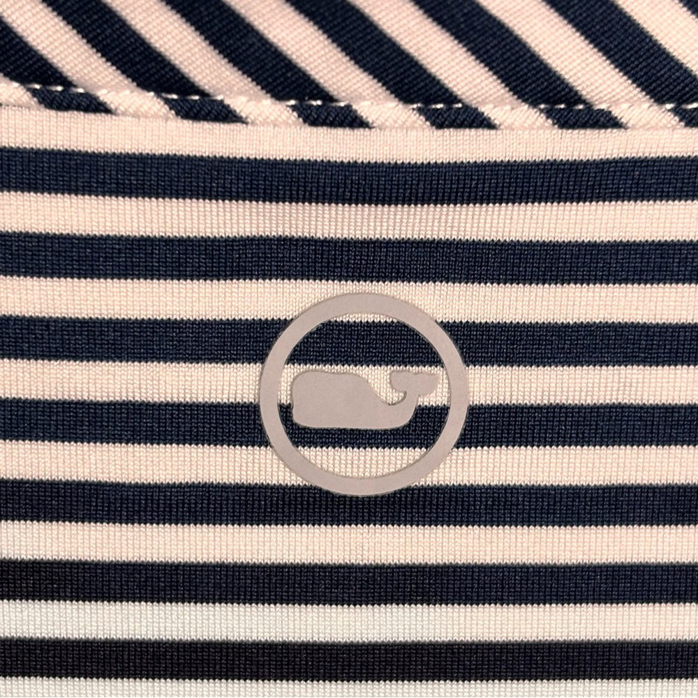 Vineyard Vines Sankaty Stripe Polo Navy White Performance Golf Shirt Stretch Lrg - Picture 2 of 6